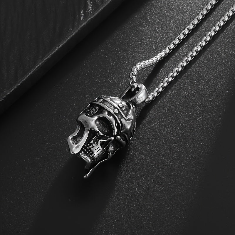 316L Stainless Steel Rebellious Skull Armor Pendant Men'S Hip-hop Punk Necklace Jewelry