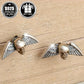 2pc925 Pure Silvery, Silvery Weight About 1g, Skull Wings Earrings, Retro Gothic Punk Style Halloween Party Earrings, Exquisite Holiday Gift