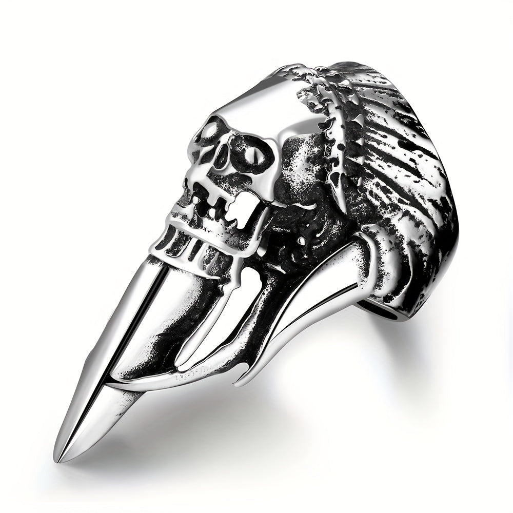 Bold Stainless Steel Men's Punk Ring with Unique Claw Design - Vintage Style, Single Piece