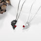 HUKKUN Skull Couple Necklace 925 Sterling Silver His And Hers Matching Necklace Heart Symbol Of Love Pendant Couples Valentine's Day Jewellery Gifts For Couple