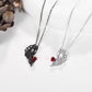HUKKUN Skull Couple Necklace 925 Sterling Silver His And Hers Matching Necklace Heart Symbol Of Love Pendant Couples Valentine's Day Jewellery Gifts For Couple