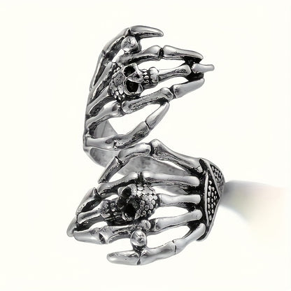 [Punk Skull Ring] Retro Punk Style 1pc Open Skull Ring, Unisex Halloween Ring Jewelry As a Gift for Friends