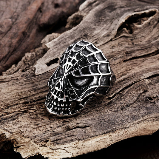 1pc Retro Trendy Skull Men's Stainless Steel Ring
