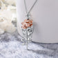 Skull Rose Necklace Pure Silvery Pendant Necklace Jewelry Gift for Wife Girlfriend