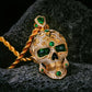 Gothic Synthetic Green Treasure Eye Skull Pendant Necklace Is A Fashionable Accessory Suitable for Both Men And Women. It Can Be Worn As A Matching Set And Makes for A Perfect Birthday, Anniversary, Or Halloween Romantic Gift