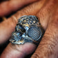 Handcrafted Silvery Dragon Scale Skull Ring - Abyss Demon Warrior Design, Perfect for Birthday & New Year Gifts