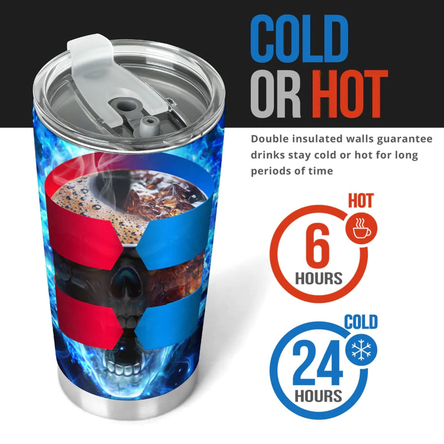 Flaming gothic skull tumbler, Halloween cup mug tumbler, fire skull tumbler, grim reaper tumbler mug cup, skeleton mug, gothic mug cup