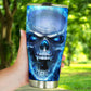 Flaming gothic skull tumbler, Halloween cup mug tumbler, fire skull tumbler, grim reaper tumbler mug cup, skeleton mug, gothic mug cup