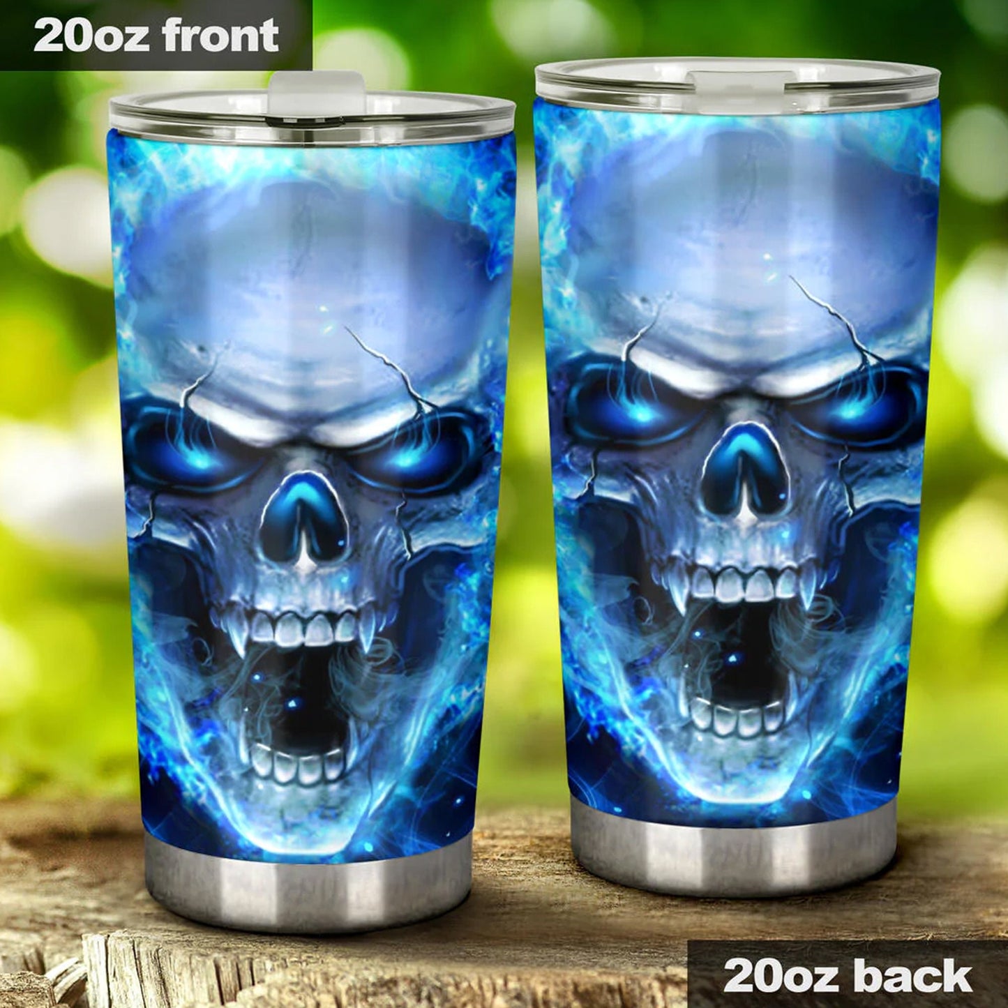 Flaming gothic skull tumbler, Halloween cup mug tumbler, fire skull tumbler, grim reaper tumbler mug cup, skeleton mug, gothic mug cup