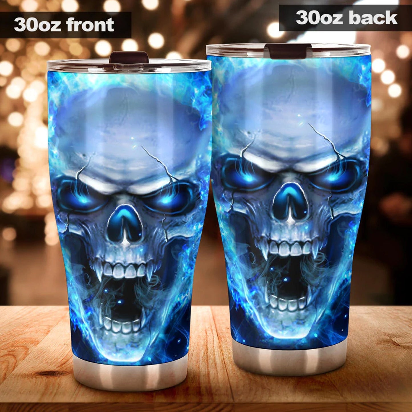 Flaming gothic skull tumbler, Halloween cup mug tumbler, fire skull tumbler, grim reaper tumbler mug cup, skeleton mug, gothic mug cup