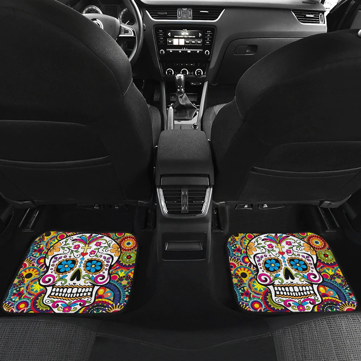 Sugar skull dia de los muertos calaveras Car Seat Covers, day of the dead car mats, sugar skull car accessories, skull car seat covers mats