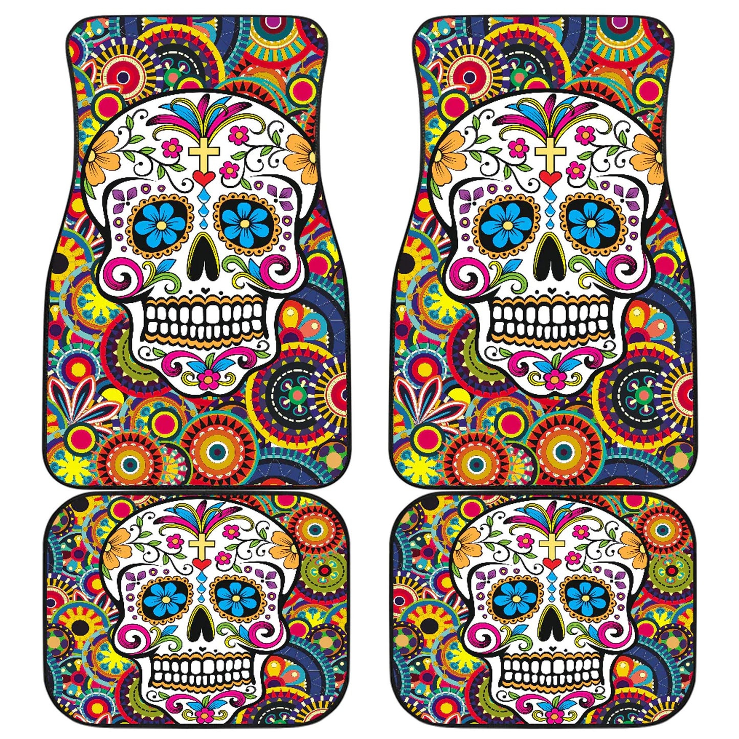 Sugar skull dia de los muertos calaveras Car Seat Covers, day of the dead car mats, sugar skull car accessories, skull car seat covers mats