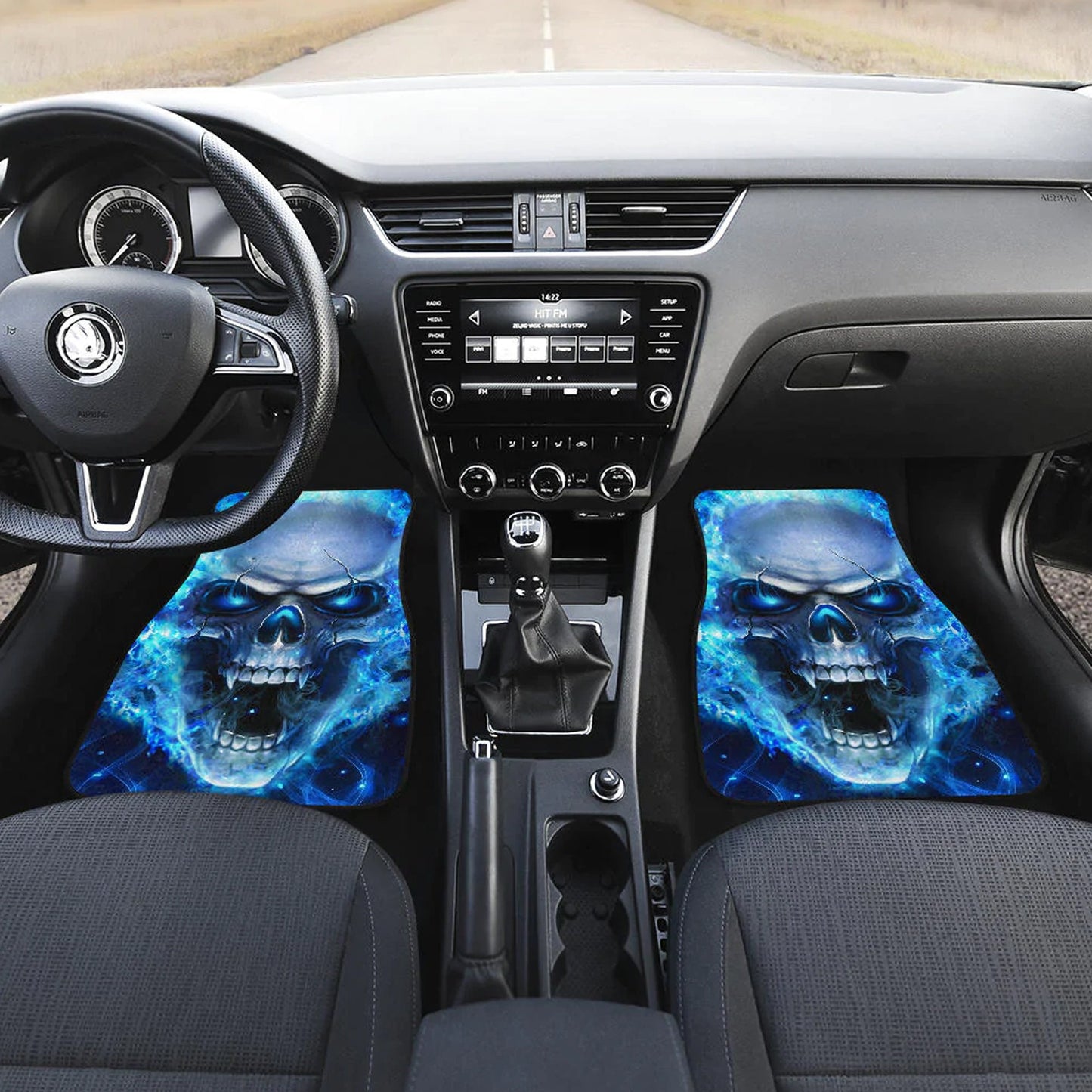 Flaming skull gothic car seat covers car mats, Skeleton fire car mat seat covers, Halloween grim reaper car mat car accessories seat covers