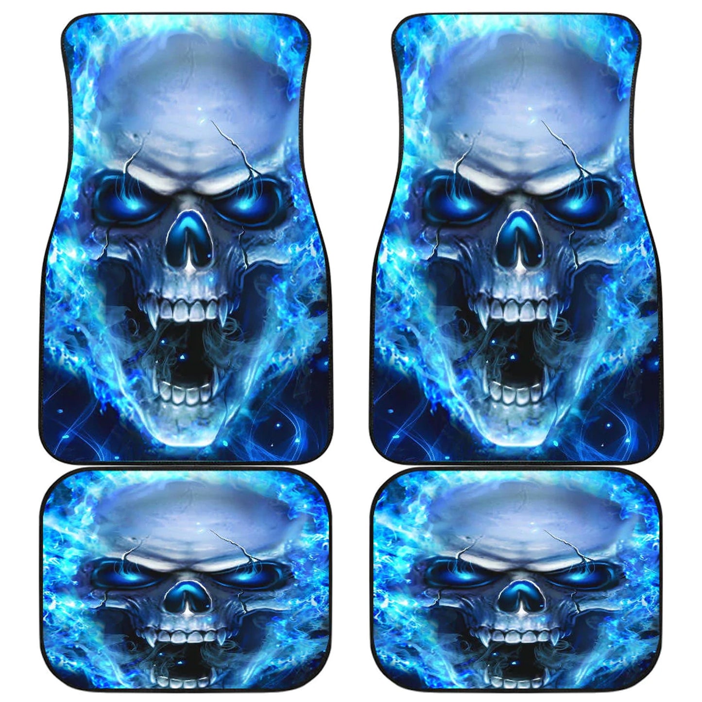Flaming skull gothic car seat covers car mats, Skeleton fire car mat seat covers, Halloween grim reaper car mat car accessories seat covers