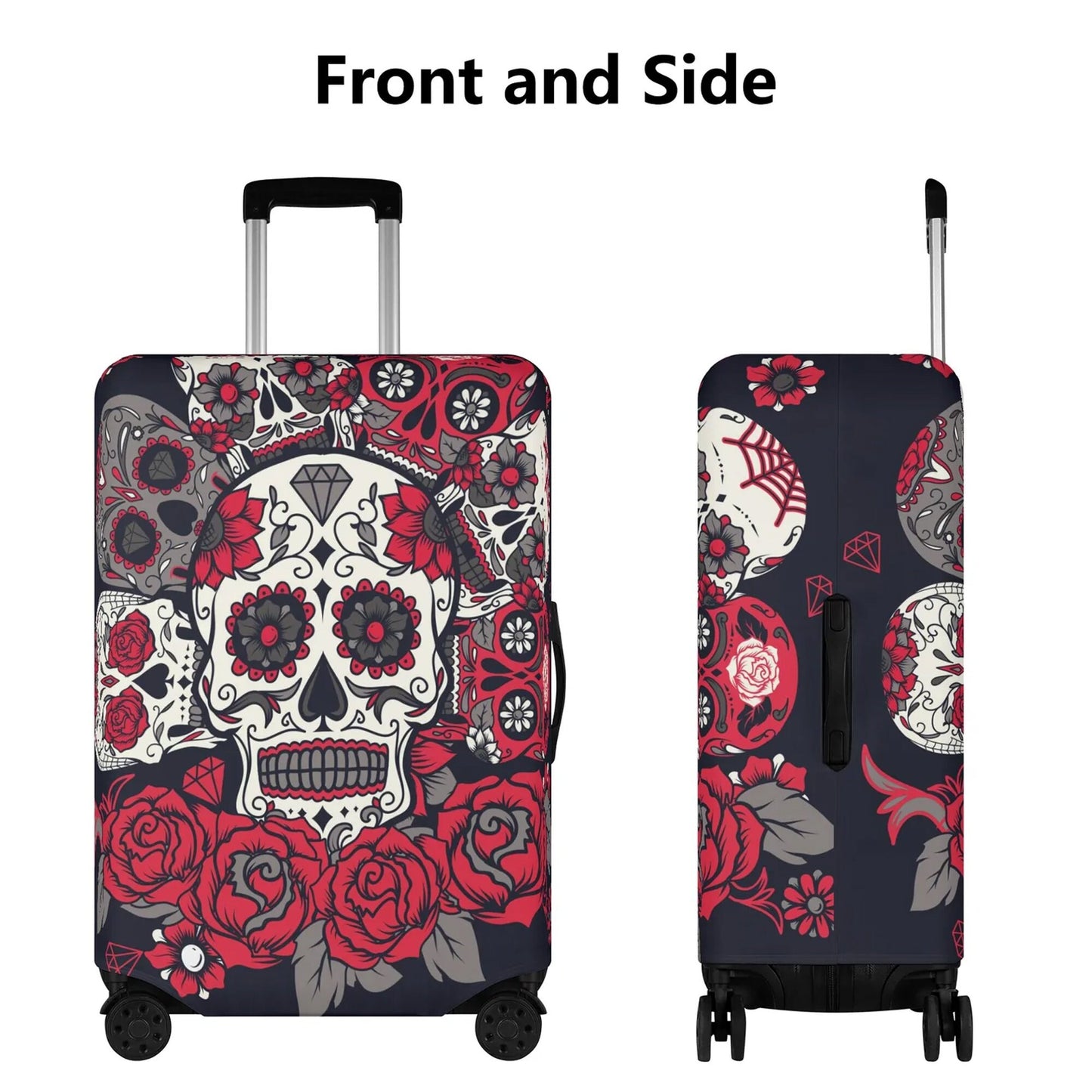 Sugar skull luggage covers, day of the dead candy skull suitcase covers, dia de los muertos calaveras mexican skull luggage suitcase covers