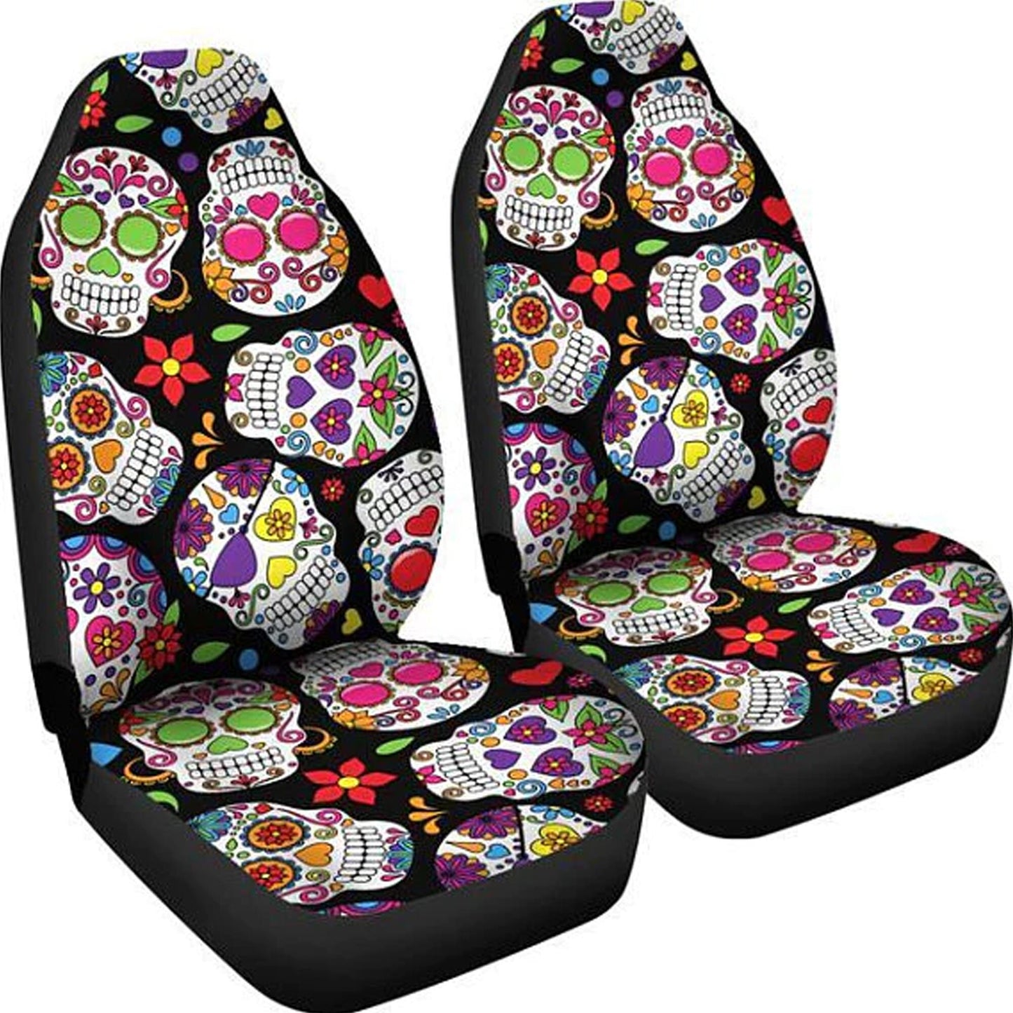 Candy skull calaveras Mexican skull Car Seat Covers car mats, day of the dead car seat cover mats, sugar skull car accessories covers mats