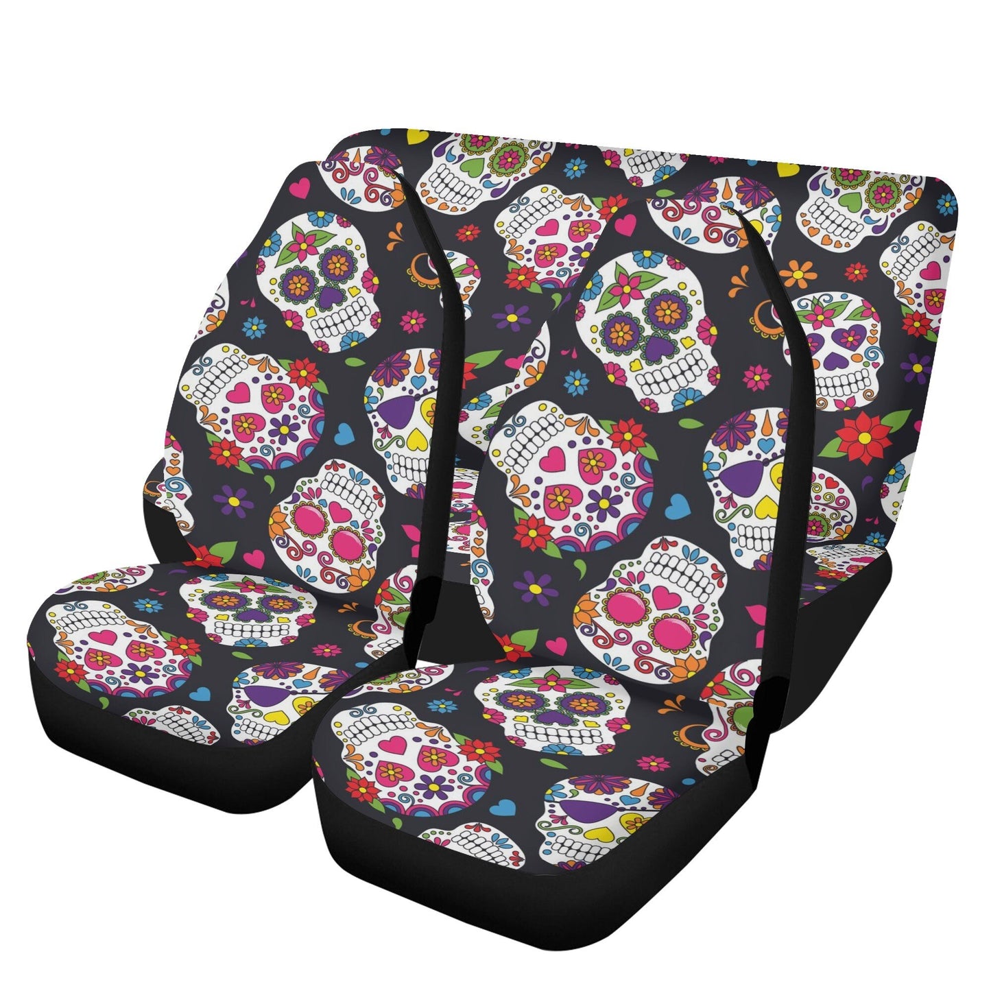 Candy skull calaveras Mexican skull Car Seat Covers car mats, day of the dead car seat cover mats, sugar skull car accessories covers mats
