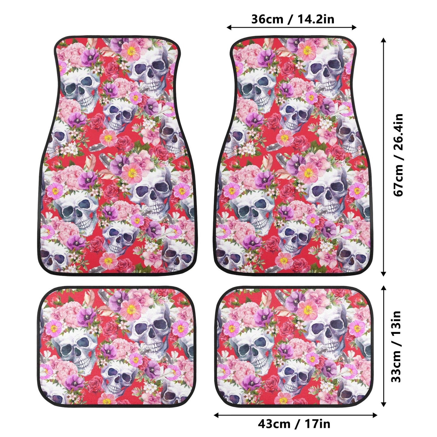 Floral skull Car Seat Covers car mats, Halloween gothic rose skull car seat cover mats, skeleton grim reaper car accessories covers mats