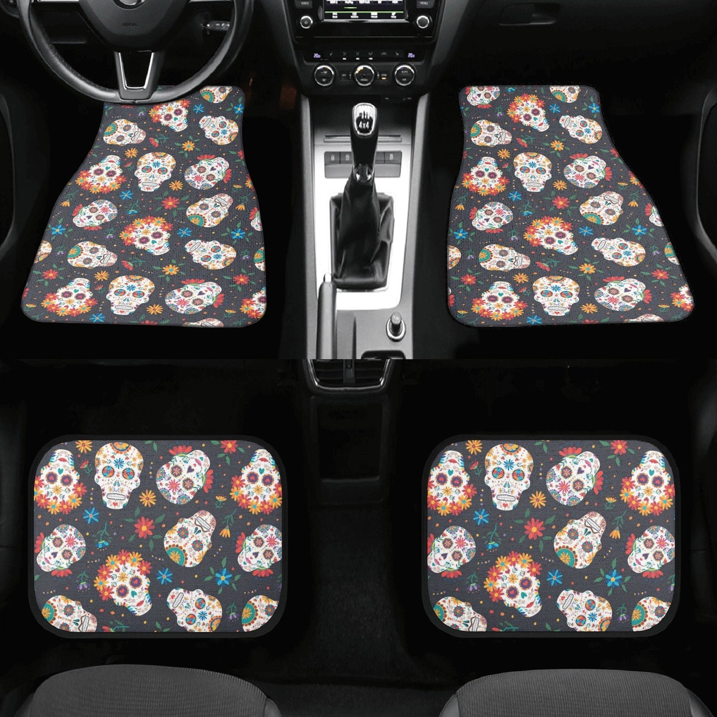 Mexico skull Car Seat Covers car mats, sugar skull car seat cover mats, Day of the dead gothic candy skull car seat protector covers mats
