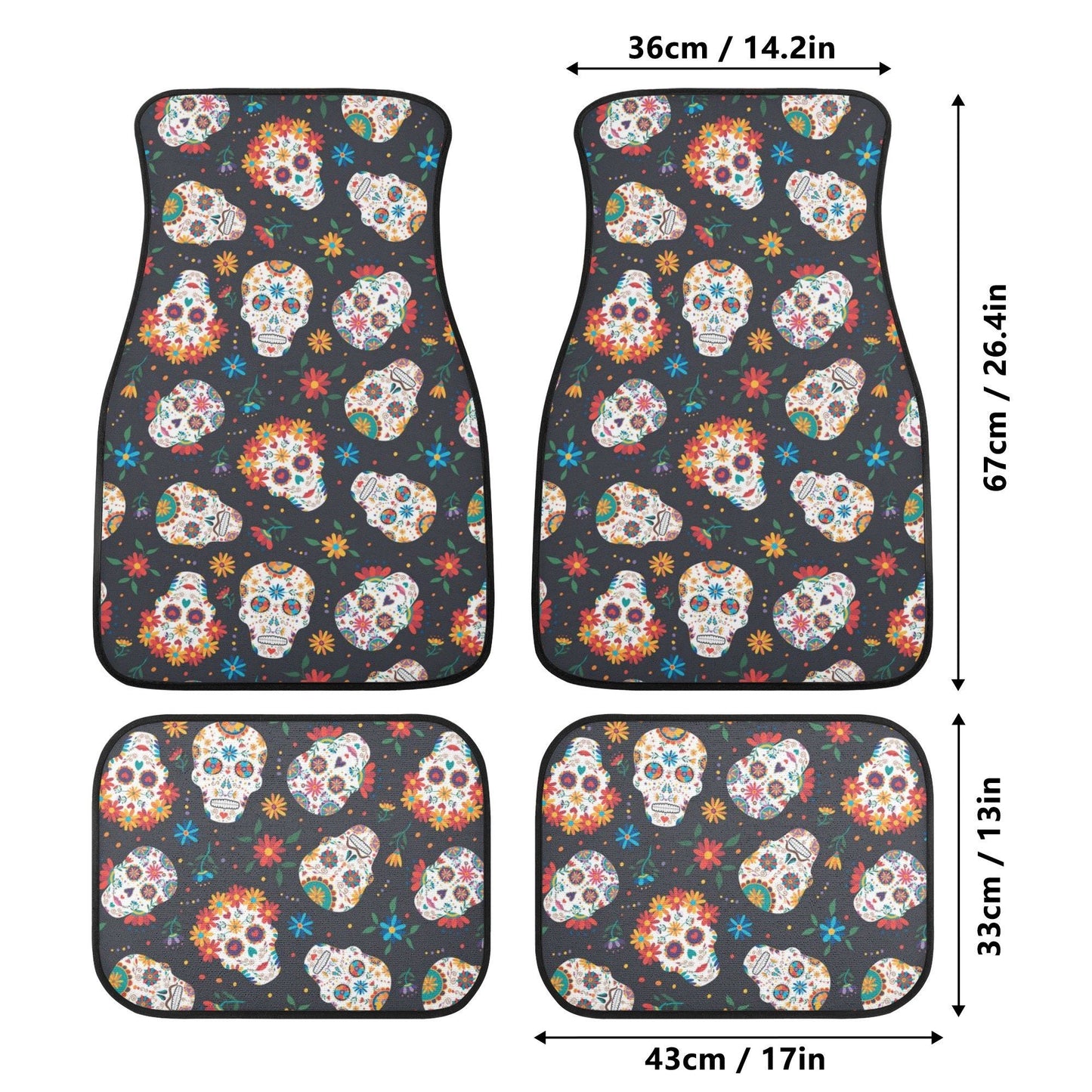 Mexico skull Car Seat Covers car mats, sugar skull car seat cover mats, Day of the dead gothic candy skull car seat protector covers mats