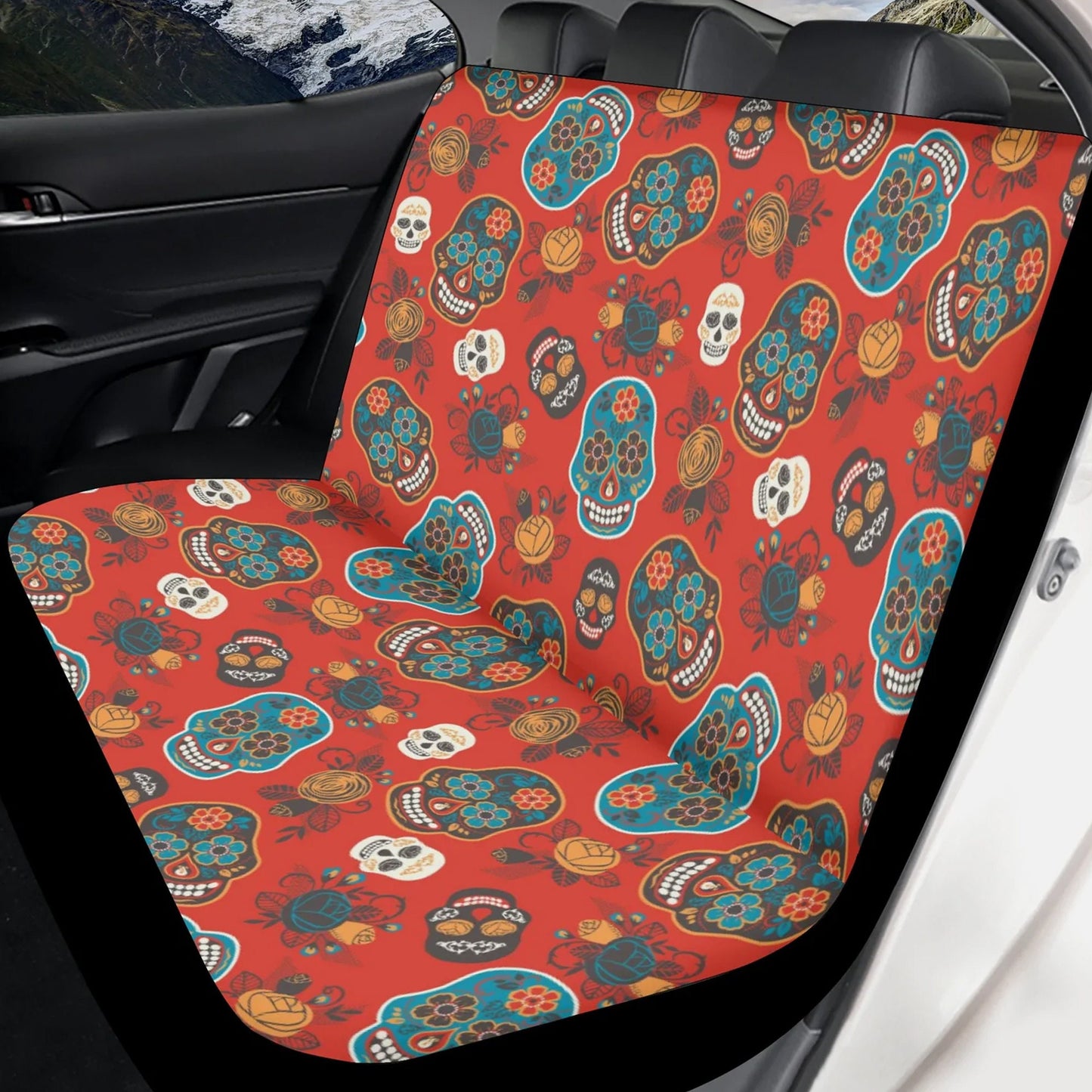 Sugar skull Car Seat Covers car mats, Candy skull car seat cover mats, Dia de los muertos gothic candy skull car seat protector covers mats