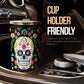 Sugar skull tumbler, Day of the dead cup mug tumbler, Candy skull tumbler, Mexican calaveras reaper tumbler mug cup, skeleton gothic mug cup