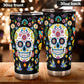 Sugar skull tumbler, Day of the dead cup mug tumbler, Candy skull tumbler, Mexican calaveras reaper tumbler mug cup, skeleton gothic mug cup