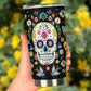 Sugar skull tumbler, Day of the dead cup mug tumbler, Candy skull tumbler, Mexican calaveras reaper tumbler mug cup, skeleton gothic mug cup