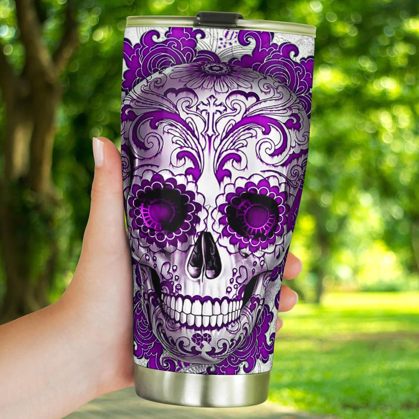 Day of the dead tumbler, sugar skull cup mug tumbler, Dia de los muertos  skull tumbler mug cup, candy skull skeleton gothic mug cup tumbler
