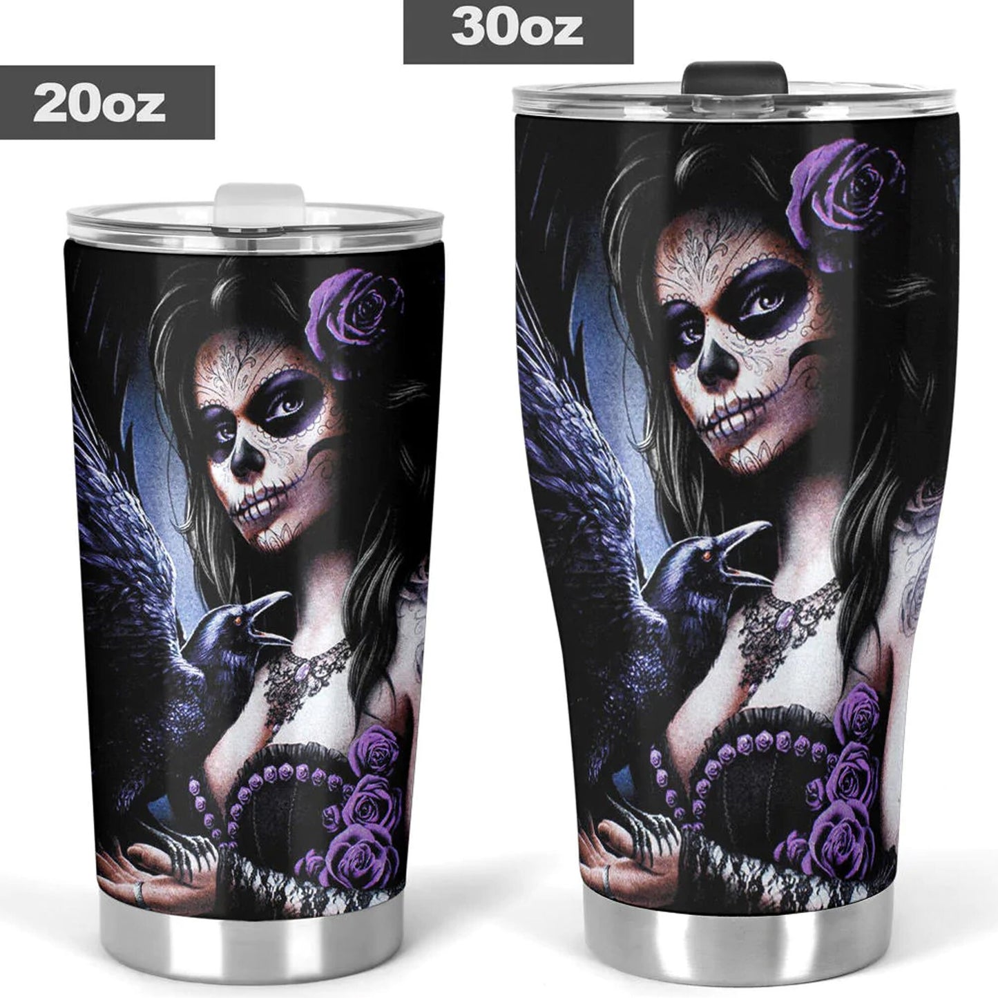 Sugar skull girl tumbler, Mexican skull girl mug tumbler, Dia de los muertos skull day of the dead skull girl gothic travel mug cup tumblers