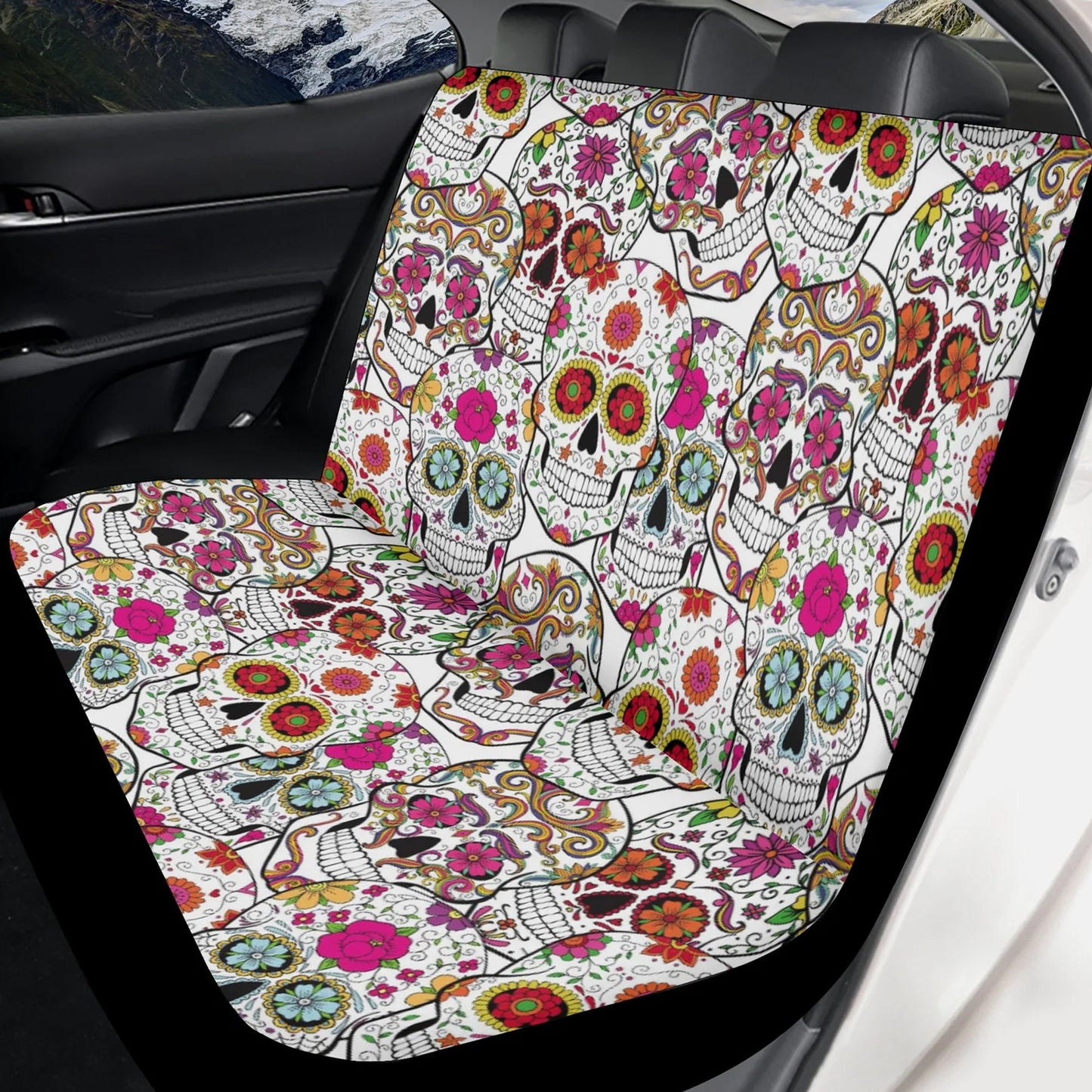 Candy skull Car Seat Covers car mats, Sugar skull car seat cover mats, Day of the dead gothic candy skulls car seat protector covers mats