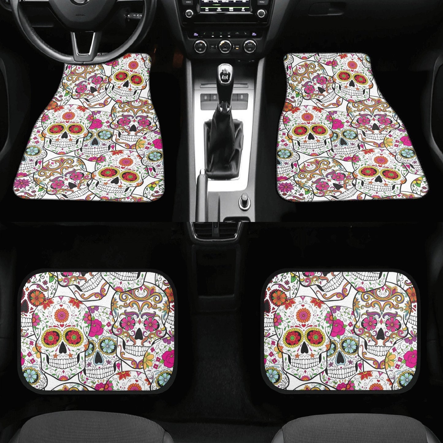 Candy skull Car Seat Covers car mats, Sugar skull car seat cover mats, Day of the dead gothic candy skulls car seat protector covers mats