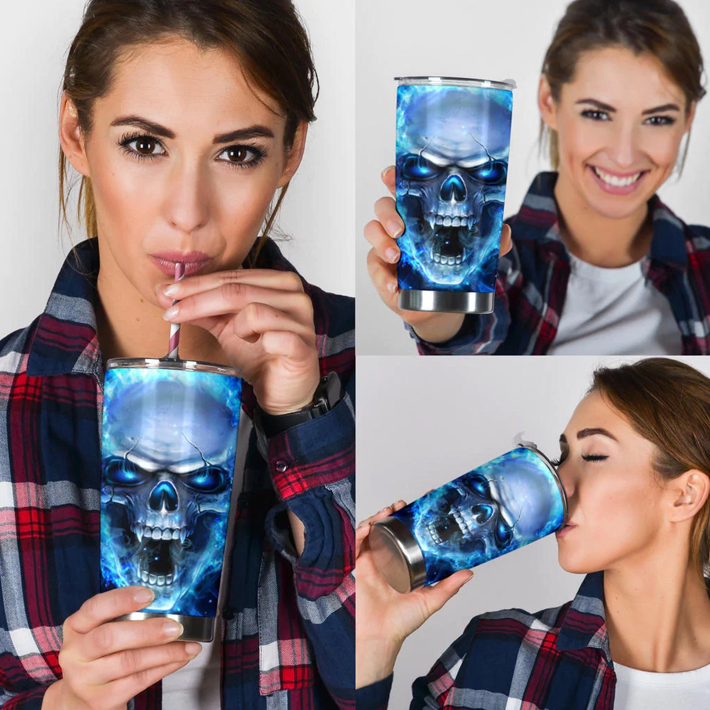 Flaming gothic skull tumbler, Halloween cup mug tumbler, fire skull tumbler, grim reaper tumbler mug cup, skeleton mug, gothic mug cup