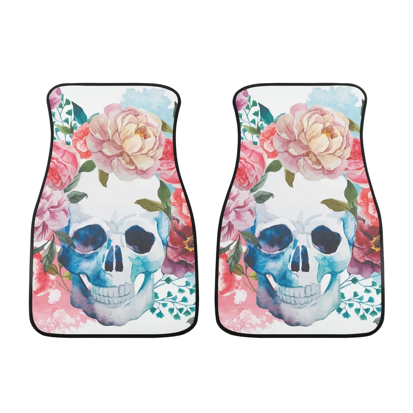 Floral skull Car Seat Covers car mats, rose skull car seat cover mats, Dia de los muertos gothic candy skull car seat protector covers mats