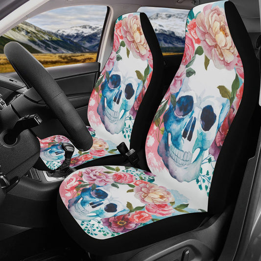 Floral skull Car Seat Covers car mats, rose skull car seat cover mats, Dia de los muertos gothic candy skull car seat protector covers mats