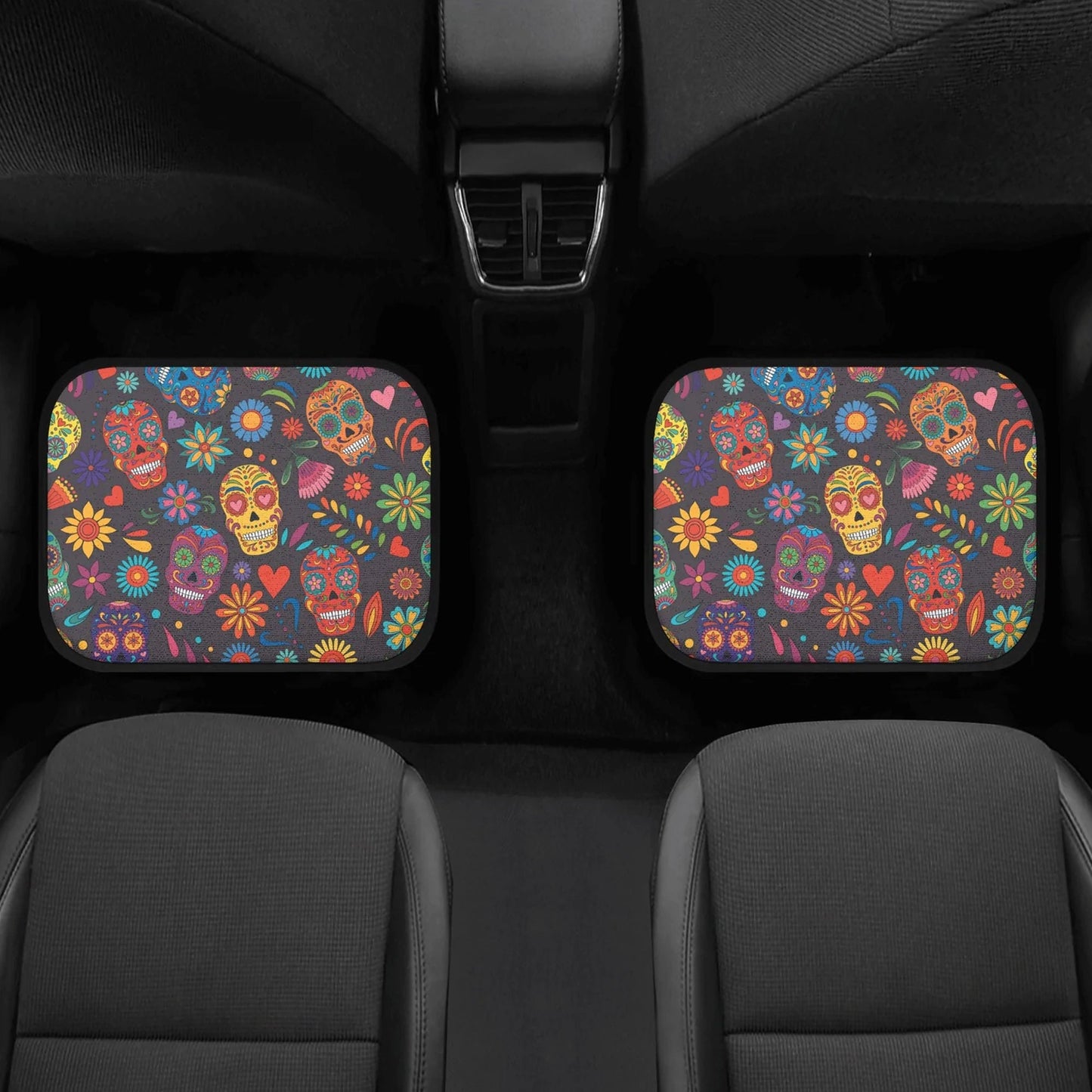 Floral Sugar skull Car Seat Covers car mats, Rose Candy skull car seat cover mats mexican gothic skull car seat protector covers mats