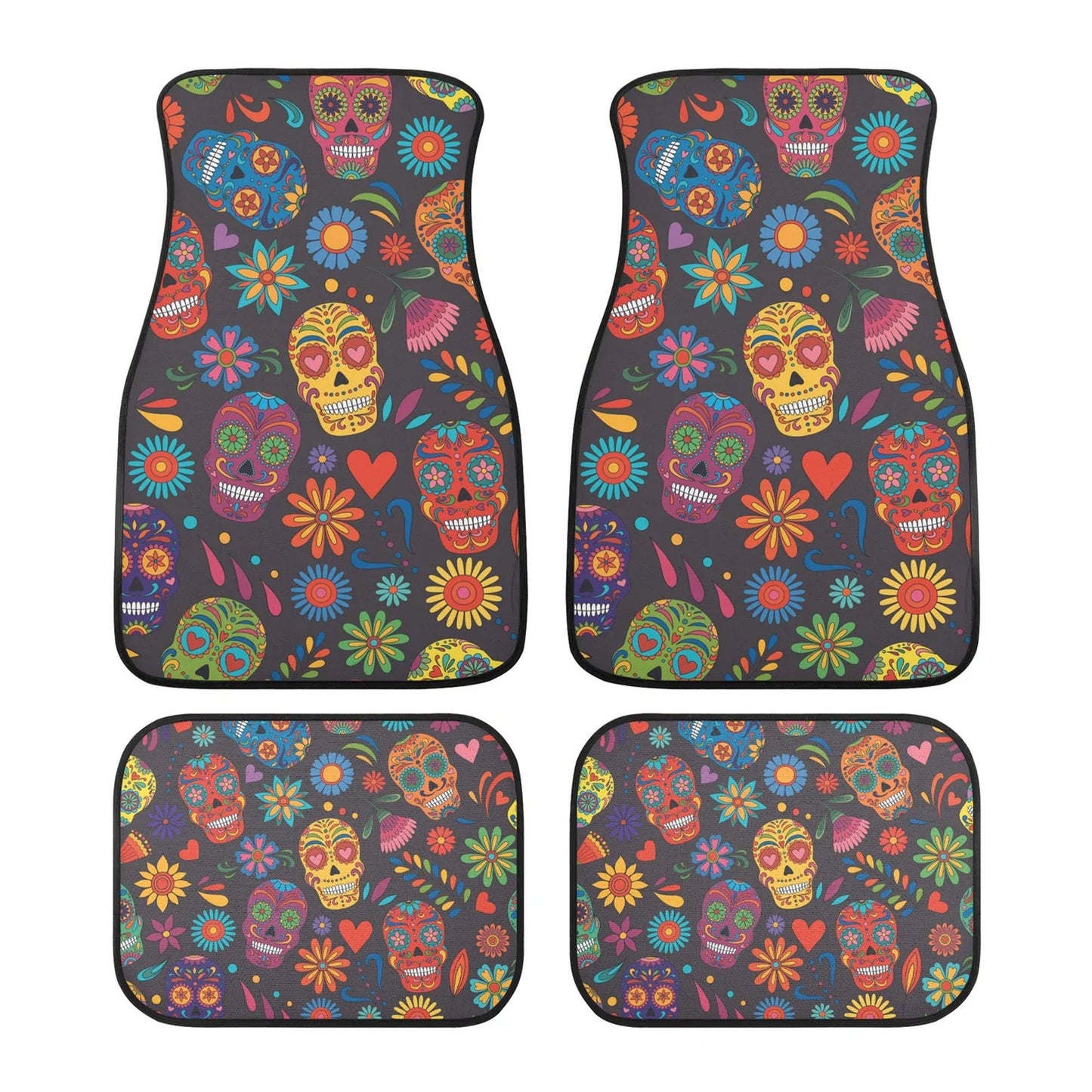 Floral Sugar skull Car Seat Covers car mats, Rose Candy skull car seat cover mats mexican gothic skull car seat protector covers mats