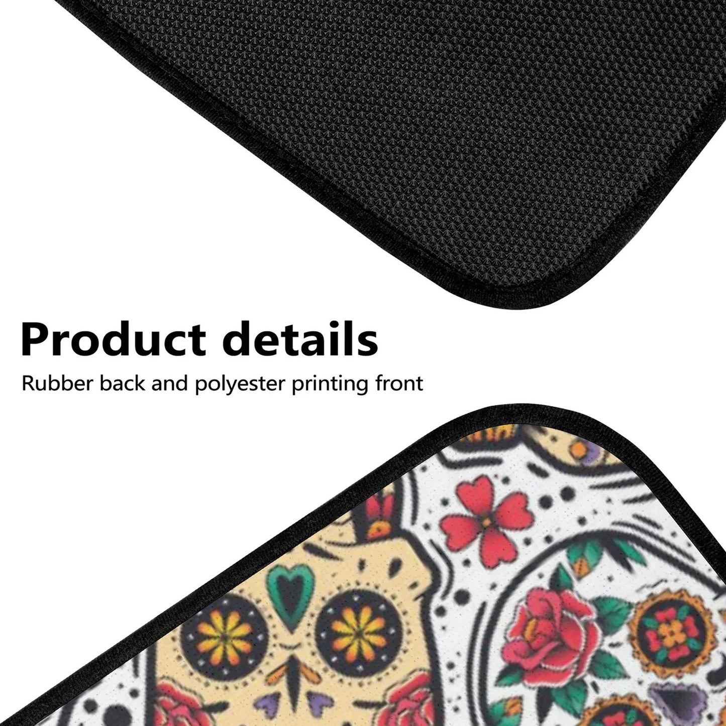 Floral Sugar skull Car Seat Covers car mats, Rose Candy skull car seat cover mats mexican gothic skull car seat protector covers mats