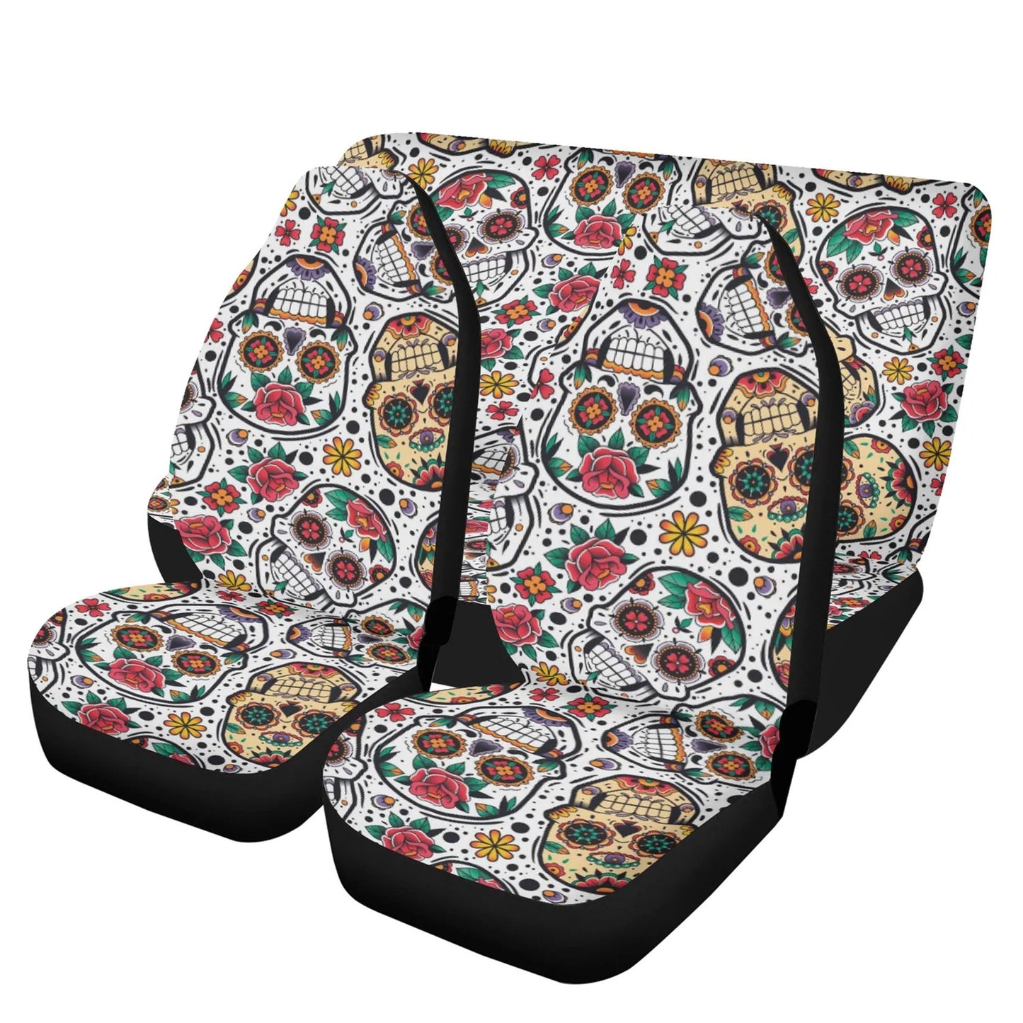 Floral Sugar skull Car Seat Covers car mats, Rose Candy skull car seat cover mats mexican gothic skull car seat protector covers mats