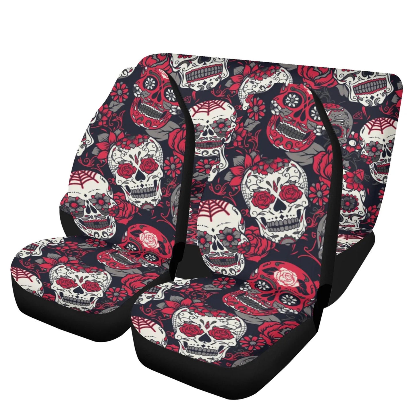 Floral sugar skull Car Seat Covers car mats Rose Candy skull car seat cover mats Halloween rose gothic skull car seat protector covers mat