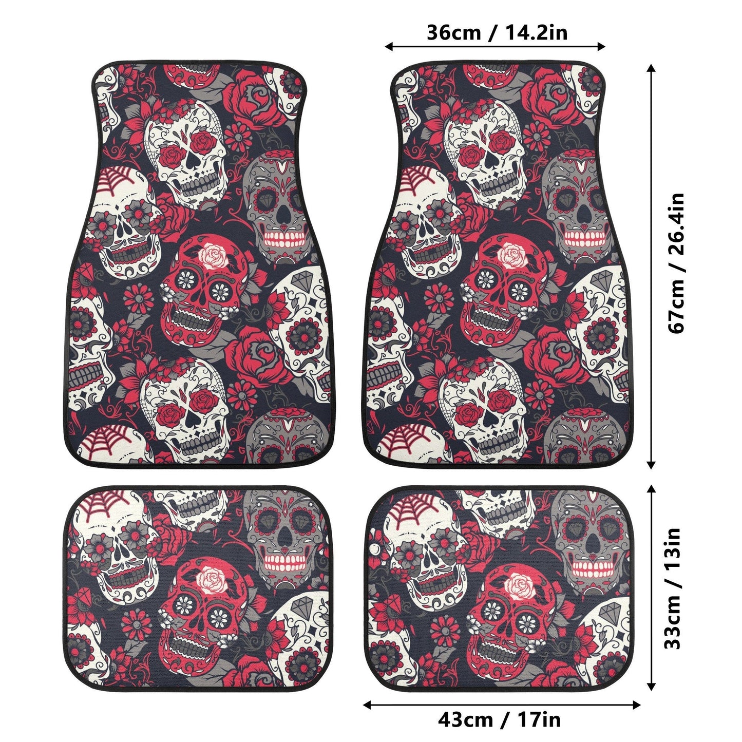 Floral sugar skull Car Seat Covers car mats Rose Candy skull car seat cover mats Halloween rose gothic skull car seat protector covers mat