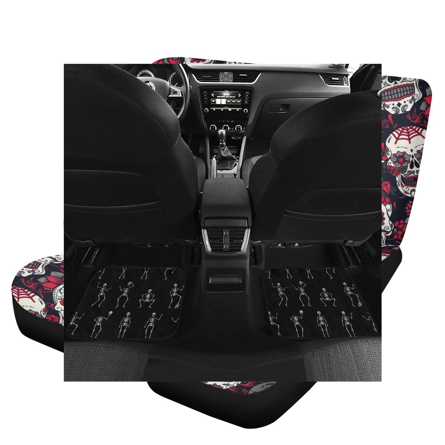 Skeleton skull Car Seat Cover car mat Halloween skull car seat cover mat Gothic skull car seat protector covers mat skeleton car accessories