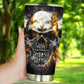 Flaming gothic skull tumbler, skull cup mug, skull travel tumbler fire skull mug tumbler Halloween skull tumbler grim reaper gothic mug cup