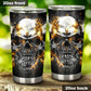 Flaming gothic skull tumbler, skull cup mug, skull travel tumbler fire skull mug tumbler Halloween skull tumbler grim reaper gothic mug cup