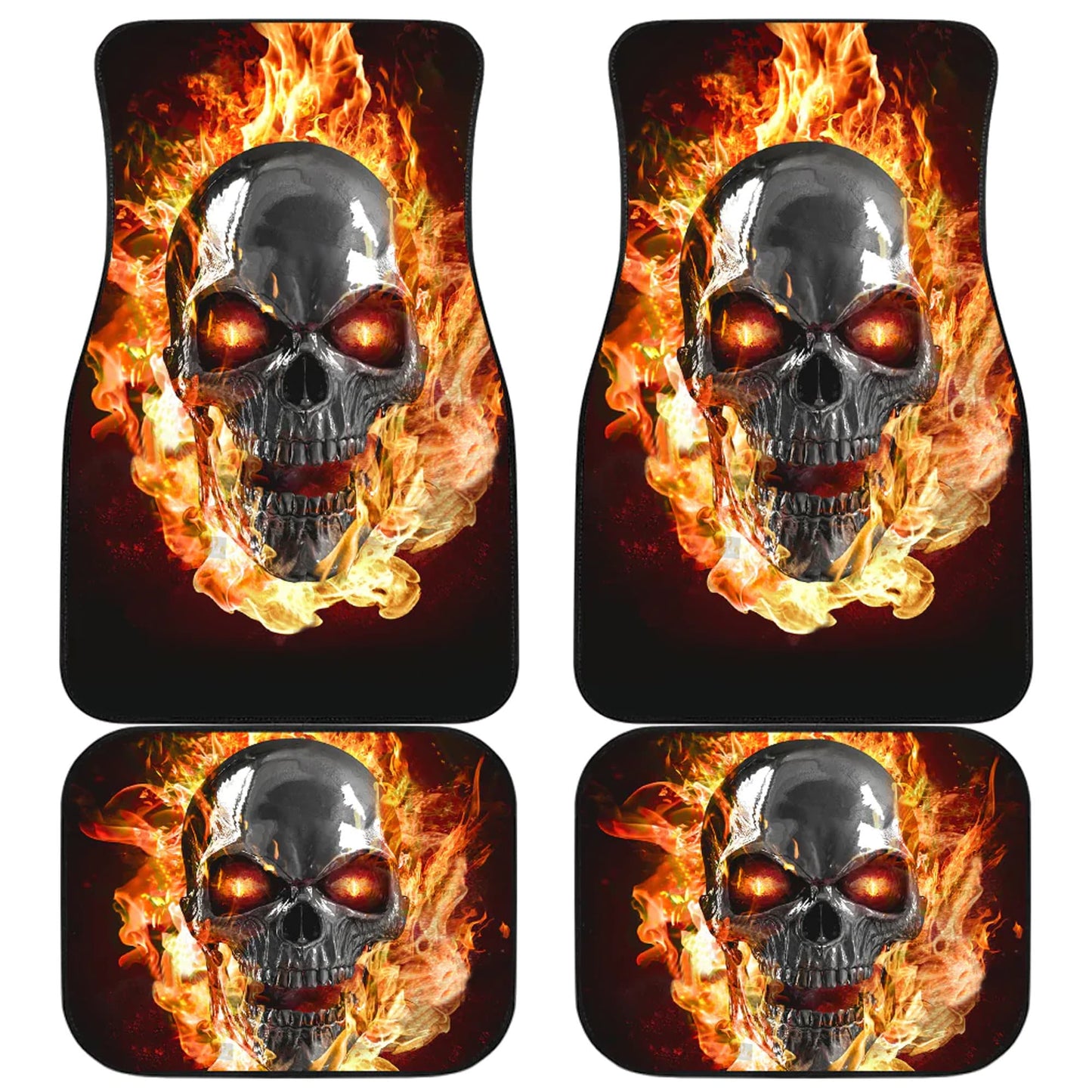 Flaming skull gothic car seat covers car mats, Halloween fire car mat seat covers, Skeleton grim reaper car mat car accessories seat covers