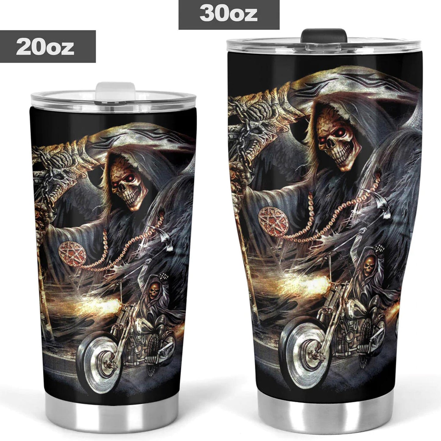 Grim reaper skull tumbler, Biker skull cup mug, skull travel tumbler Gothic  skull mug tumbler, biker tumbler grim reaper gothic mug cup