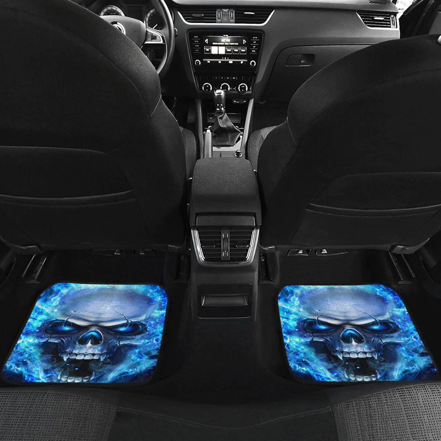 Flaming skull gothic car seat covers car mats, Skeleton fire car mat seat covers, Halloween grim reaper car mat car accessories seat covers
