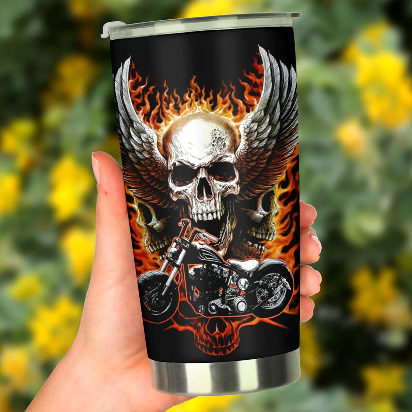 Grim reaper skull tumbler, Biker skull cup mug, skull travel tumbler Gothic  skull mug tumbler, biker tumbler grim reaper gothic mug cup