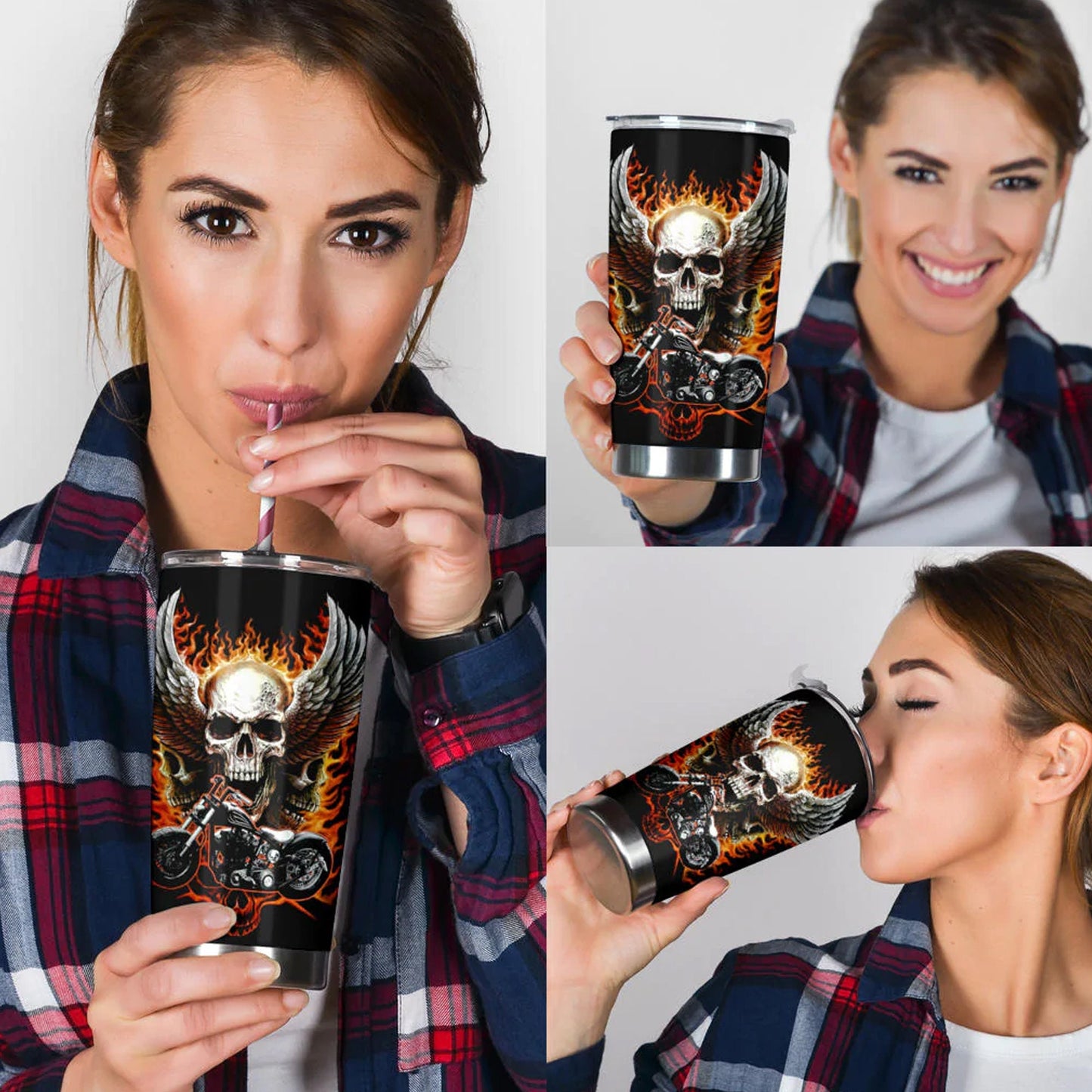 Grim reaper skull tumbler, Biker skull cup mug, skull travel tumbler Gothic  skull mug tumbler, biker tumbler grim reaper gothic mug cup