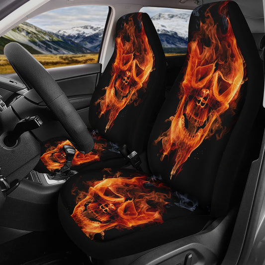 Flaming skull Car Seat Cover car mat, Fire skull car seat cover mat Skeleton gothic skull car seat protector covers mat skeleton car mats